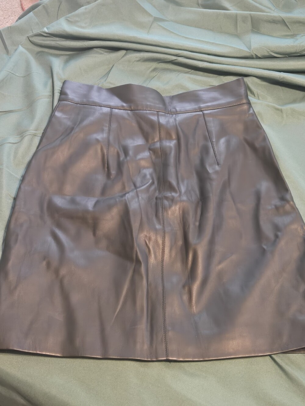 H&M Black Faux Leather A-Line Mini Skirt